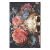 Floral Textured Skull Decoupage Tissue Paper (Folded)