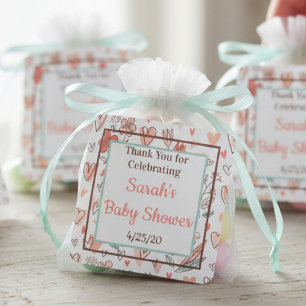 Floral Thank You Baby Shower Party Favour Square Sticker