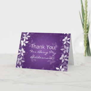 Floral Thank You Bridesmaid Exotic Blooms Purple Card