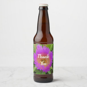 Floral Thank You Bright Purple Appreciation Flower Beer Bottle Label