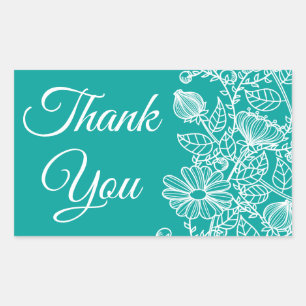 Floral Thank You Daisies Blue Teal Wedding Sticker
