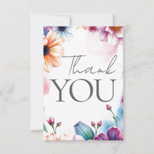 Floral Thank You Elegant Modern Plain Modern Card