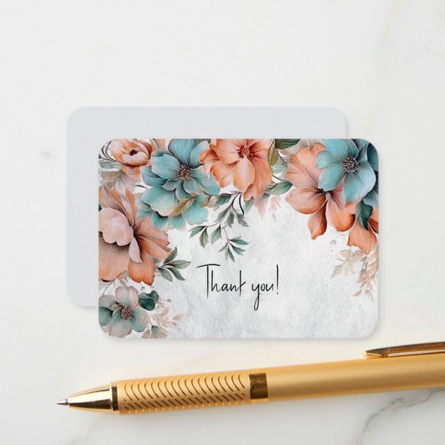 Floral Thank You Enclosure Card (Front/Back In Situ)