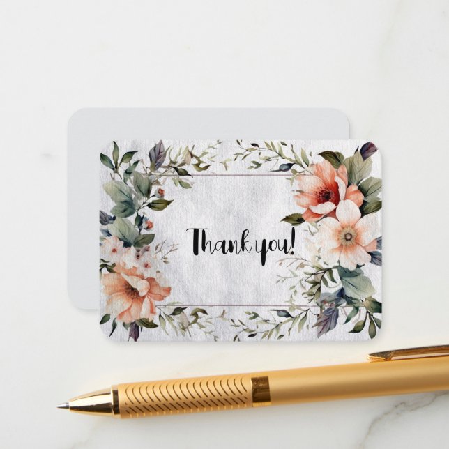 Floral Thank You Enclosure Card (Front/Back In Situ)