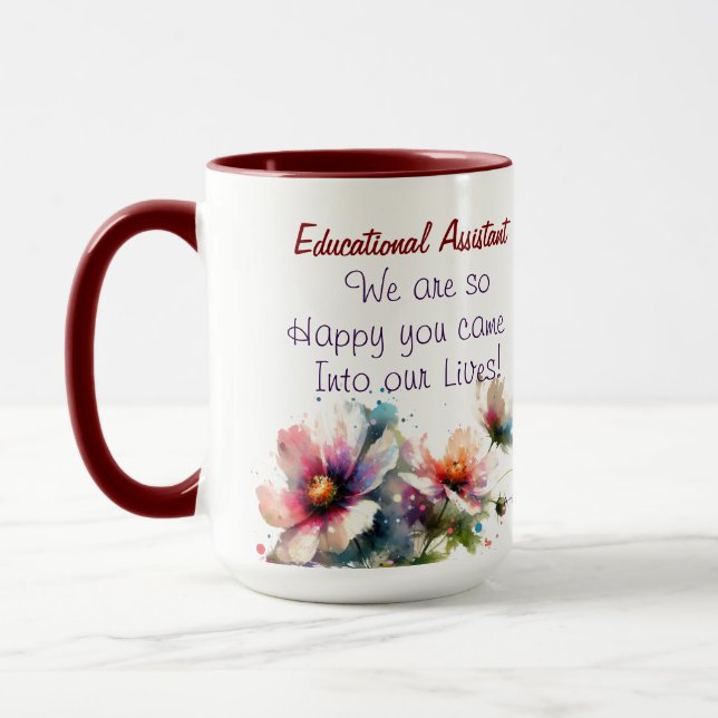 Floral THANK YOU End of School Year PERSONALIZE Mug (Left)