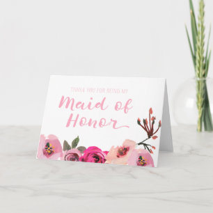 Floral Thank You For Being My Maid of Honour Card