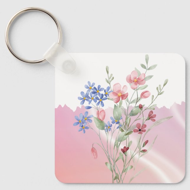 Floral - Thank you for helping me grow Keychain (Front)