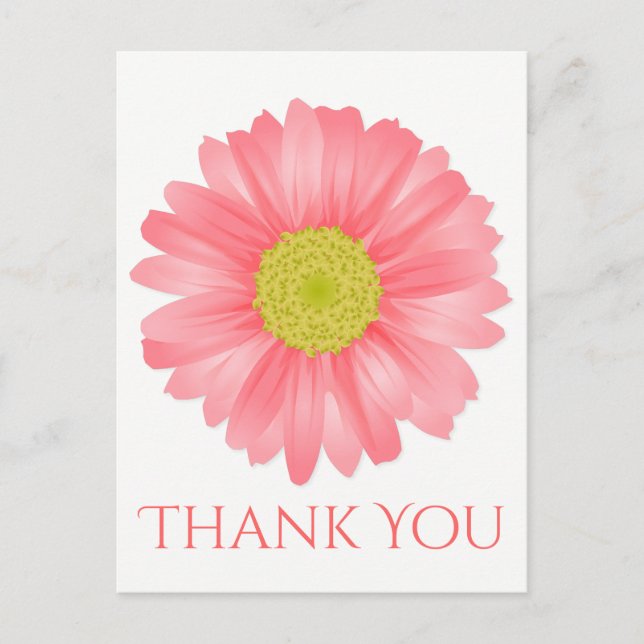 Floral Thank You Gerbera Daisy Pink Flower Postcard (Front)