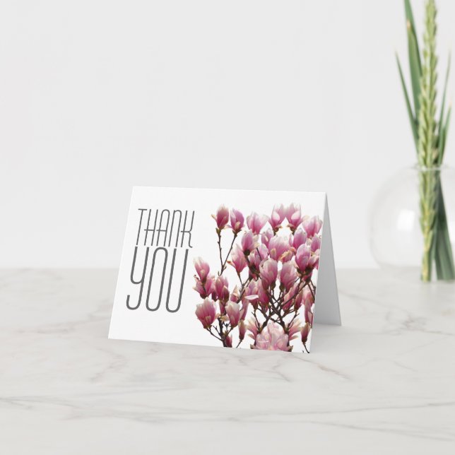 Floral Thank You Magnolia Elegant Modern Plain (Front)