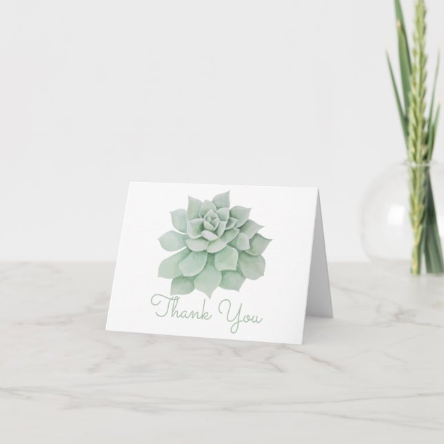 Floral Thank You Mint Green Succulent Watercolor (Front)
