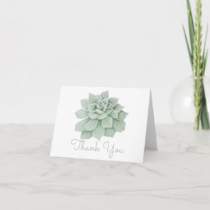 Floral Thank You Mint Green Succulent Watercolor Card