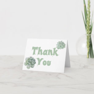 Floral Thank You Mint Green Succulent Watercolor Card