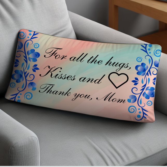 Floral Thank You Mom Lumbar Pillow (Creator Uploaded)