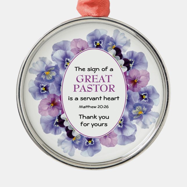 Floral THANK YOU Pastor Appreciation Metal Ornament (Front)