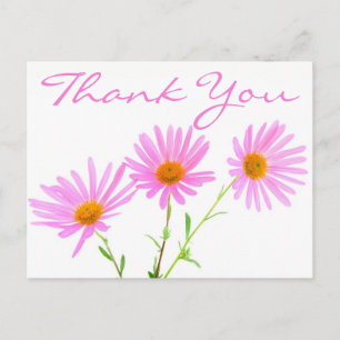 Floral Thank You Pink Lavender Daisy Flowers Postcard