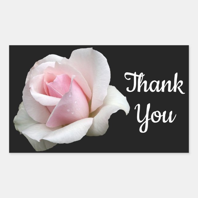 Floral Thank You Pink Rose Flower Black Wedding Sticker (Front)