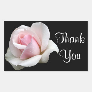 Floral Thank You Pink Rose Flower Black Wedding Sticker