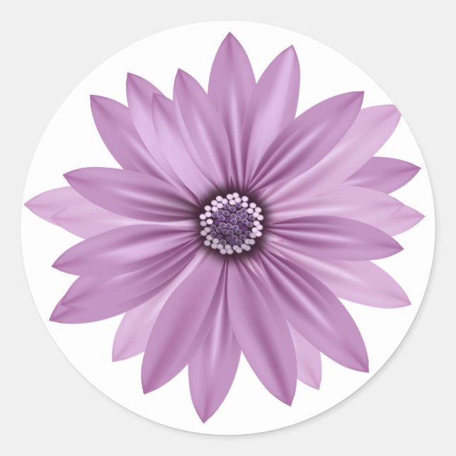 Floral Thank You Purple Daisy Flower - Lavender Classic Round Sticker (Front)