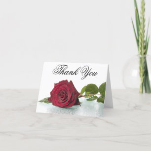 Floral Thank You Red Burgundy Rose Flower In Rain