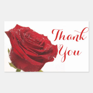 Floral Thank You Red Rose Flower Wedding Sticker
