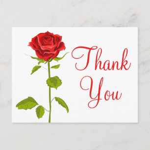 Floral Thank You Red Rose Flowers Wedding Romantic Postcard