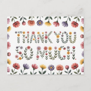 Floral "THANK YOU SO MUCH" Greeting Illustration Holiday Postcard