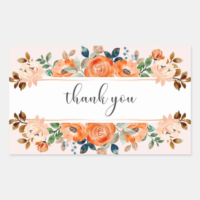 Floral Thank You  Sticker (Front)