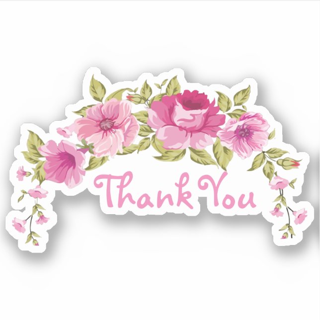 Floral Thank You Sticker Label Favour Stickes (Front)