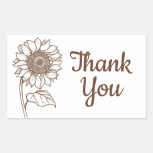 Floral Thank You Sunflower Brown Flower Sticker