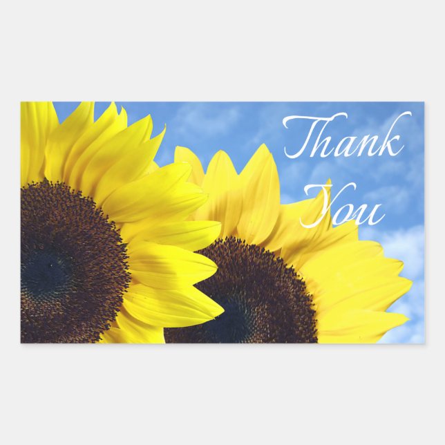 Floral Thank You Sunflower Yellow Flower Sticker (Front)