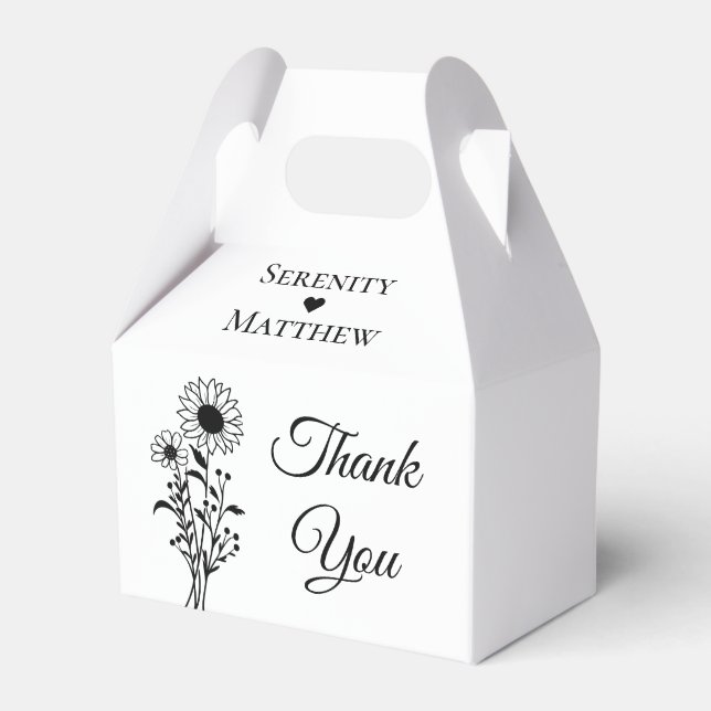 Floral Thank You Sunflowers Wedding Party  Favor Box (Front Side)
