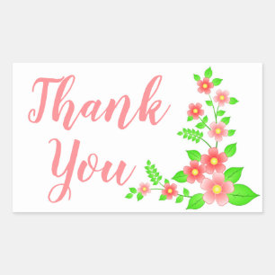 Floral Thank You Watercolor Red Pink Green Flowers Sticker
