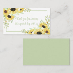 Floral Thank You Watercolor Sunflowers Wedding Place Card