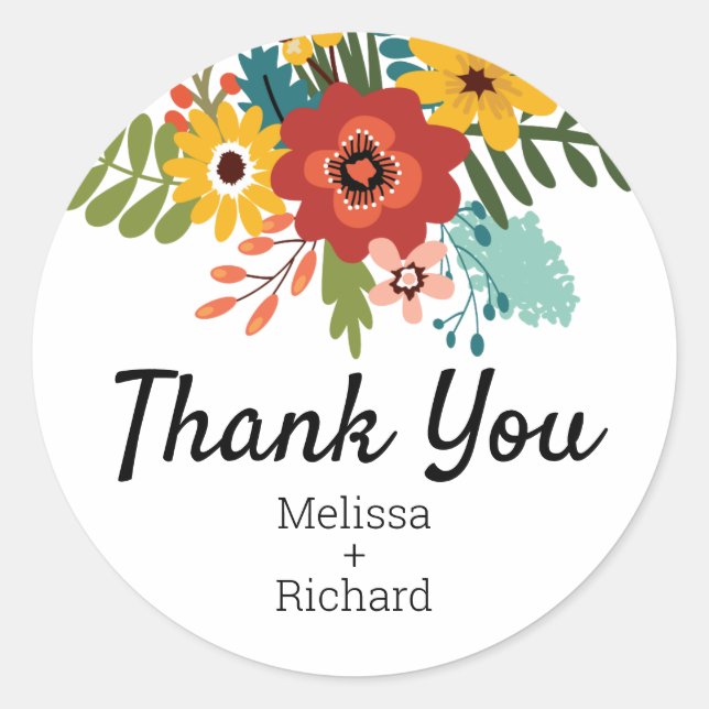 Floral Thank You Wedding Envelope Seals (Front)