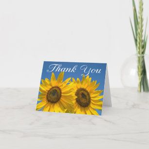 Floral Thank You Yellow Sunflower Blank Notecard