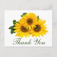 Floral Thank You Yellow Sunflower Flowers Wedding