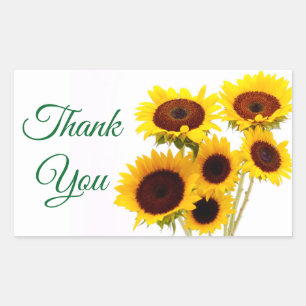 Floral Thank You Yellow Sunflower Wedding Party Sticker