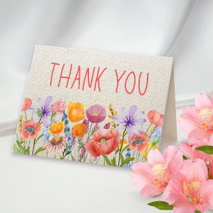 Floral Thanks - Lovely Linen Teacher Appreciation Thank You Card