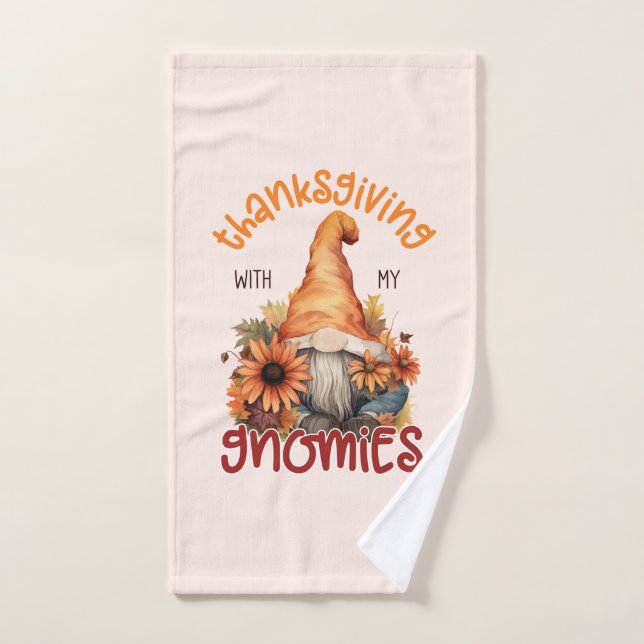 Floral Thanksgiving avec mes Gnomies (Serviette à main)