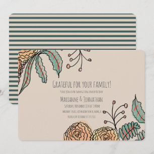 Floral Thanksgiving Dinner Grateful Wreath Invitation