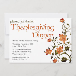 Floral Thanksgiving Dinner Party Invitation 27