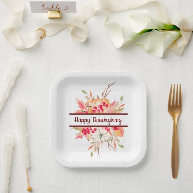 Floral Thanksgiving  Paper Plate (Wedding)