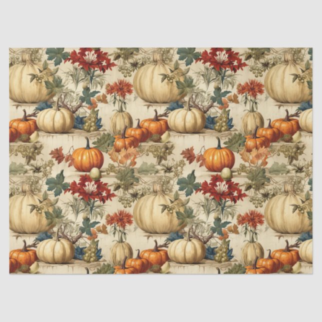 Floral Thanksgiving Vintage Pattern (10) Tissue Paper (Front)