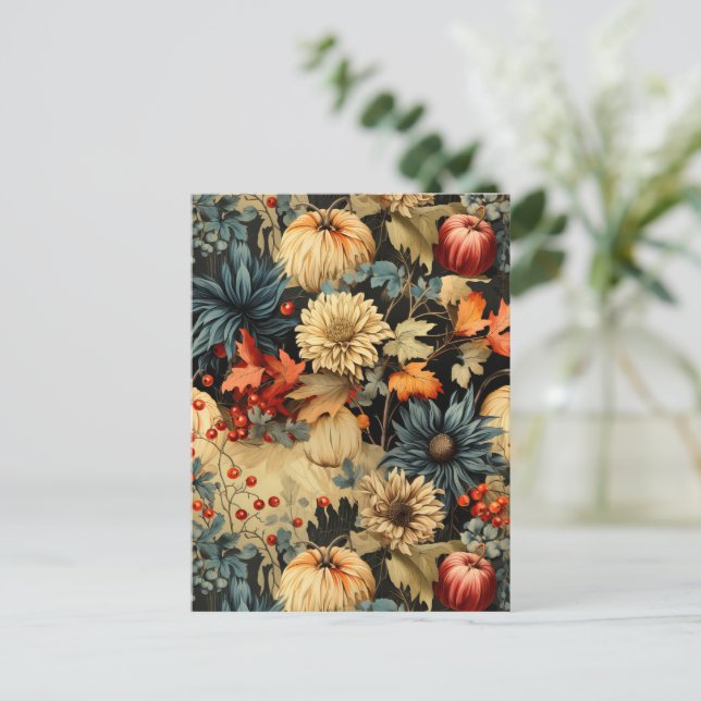 Floral Thanksgiving Vintage Pattern (12) Postcard (Standing Front)