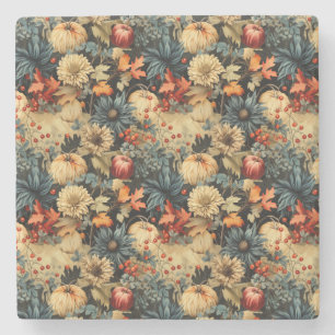 Floral Thanksgiving Vintage Pattern (12) Stone Coaster