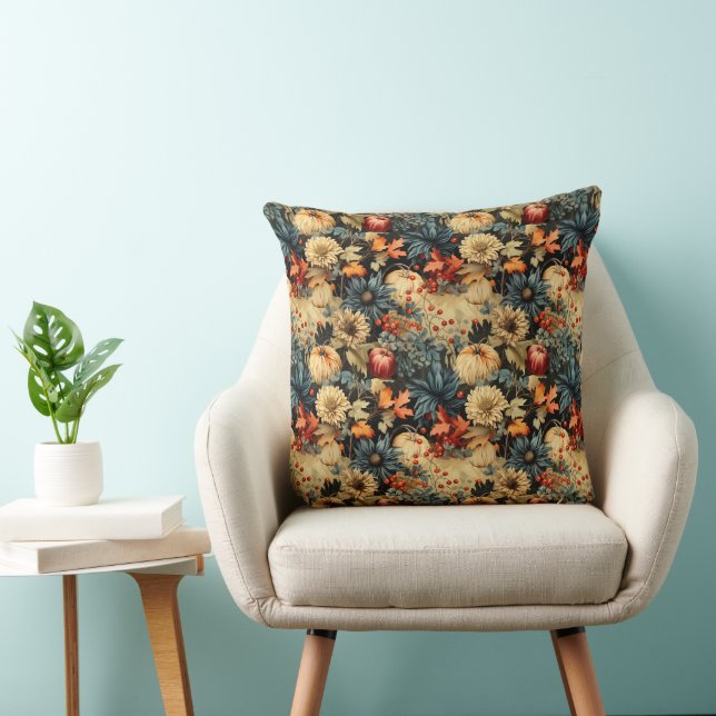 Floral Thanksgiving Vintage Pattern (12) Throw Pillow (Chair)