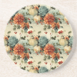 Floral Thanksgiving Vintage Pattern (1) Coaster