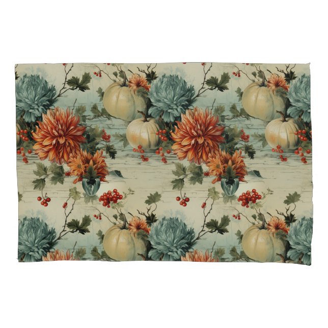 Floral Thanksgiving Vintage Pattern (1) Pillowcase (Front-Left)