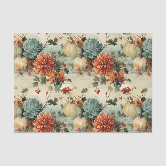 Floral Thanksgiving Vintage Pattern (1) Tissue Paper (Front)