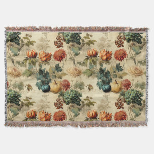 Floral Thanksgiving Vintage Pattern (2) Throw Blanket